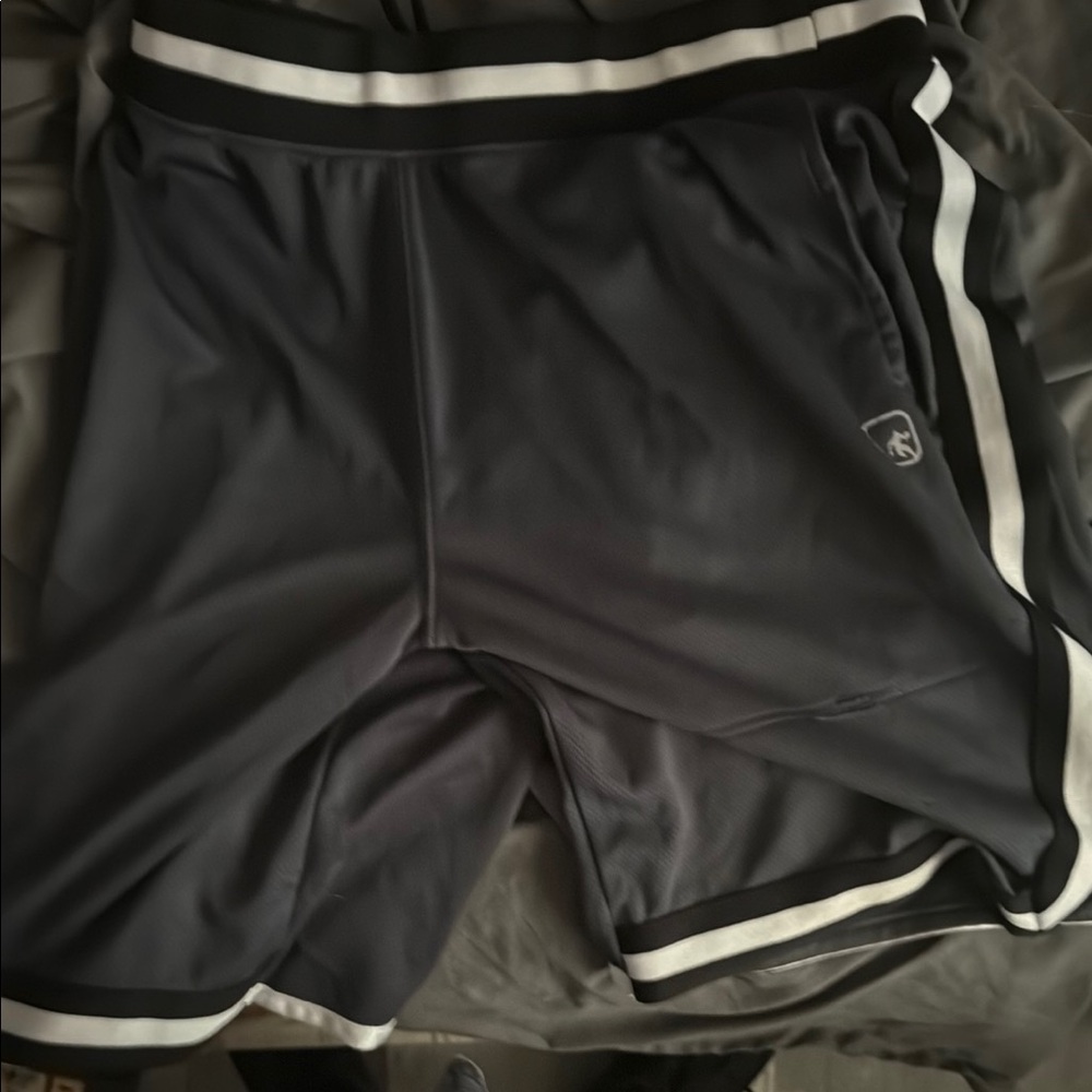 Black Athletic Shorts with White Stripe